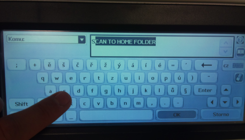 Pic. 7: On the keyboard, press the S button and the display will automatically show SCAN TO HOME FOLDER. Pic. 7: On the keyboard, press the S button and the display will automatically show SCAN TO HOME FOLDER.