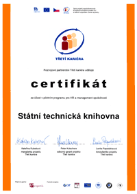 Certifikát udělený STK za účast v pilotním programu